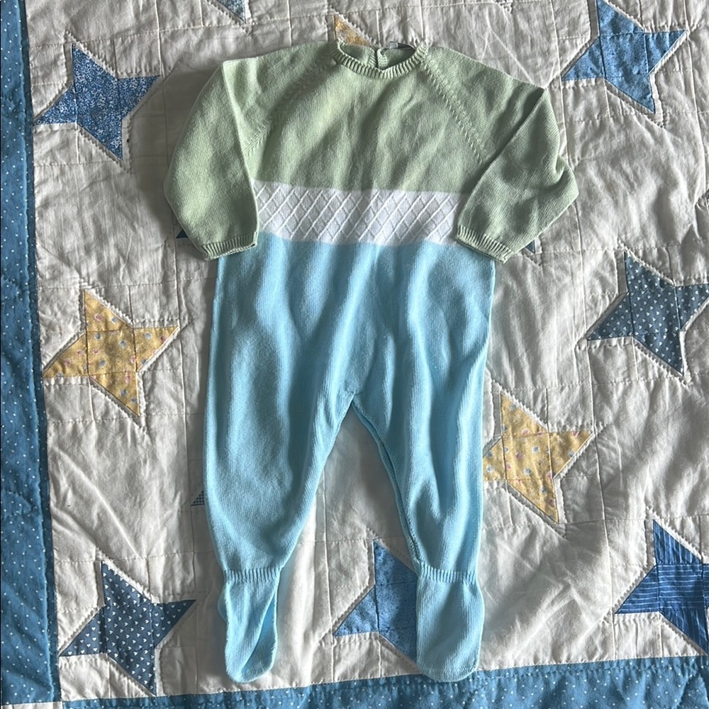 Green and Blue Footies One Piece